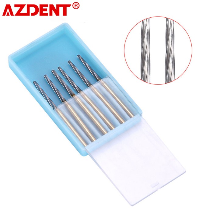 Denta Glow AZDENT 6Pcs Dental Surgical Carbide Tungsten Bone Cutters Finishing Burs FG Bur 25mm/28mm