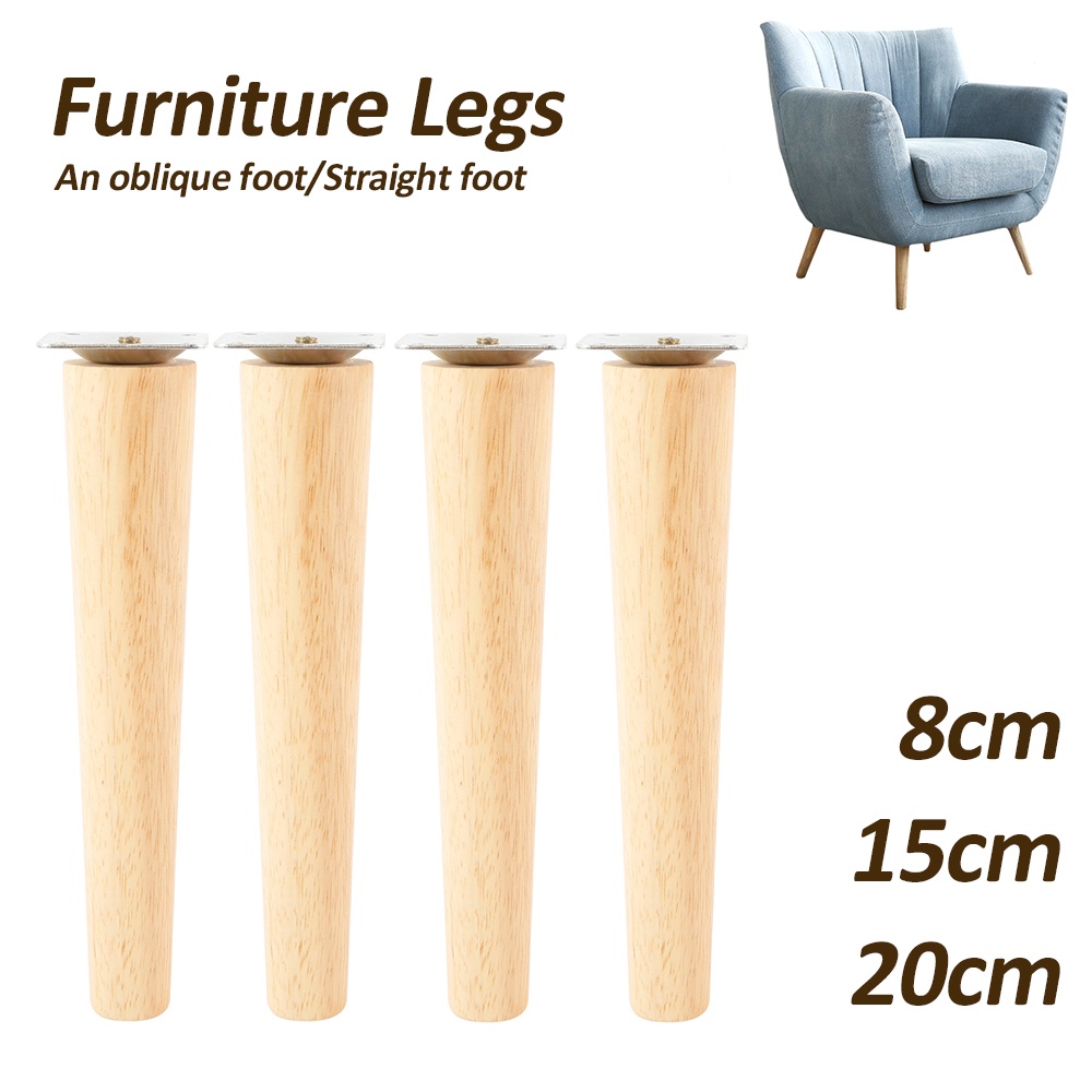 4Pcs Solid Wood Furniture Legs Height 8/15/20/25 CM Oblique/Straight Sofa Bed Cabinet Table Chair Re