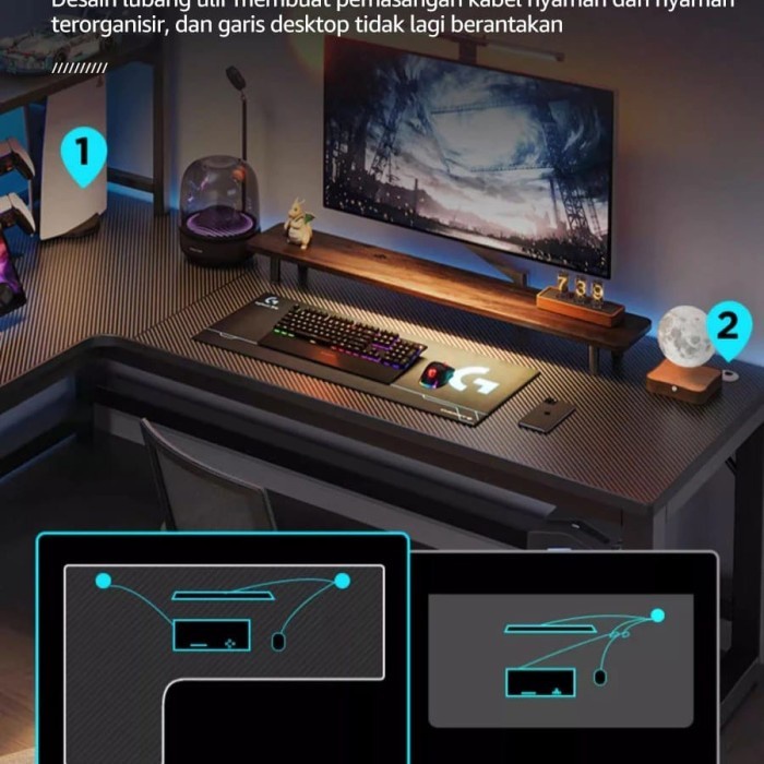 [Good] Meja Gaming Bahan Carbon Berkualitas / Meja Komputer / Meja Belajar / Meja Gaming Kaki Besi /