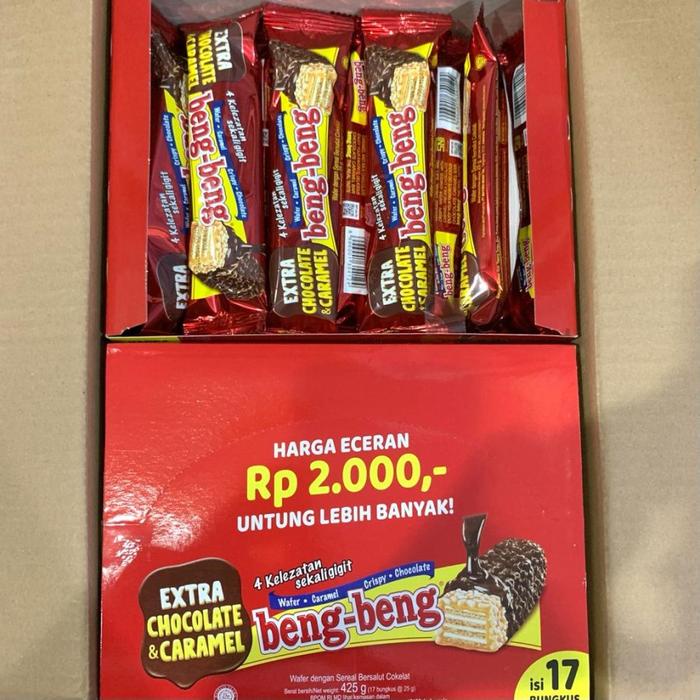 

Beng-Beng Ekstra Chocolate & Caramel 25 Gram isi 17 Pcs / 1 Dus Coklat