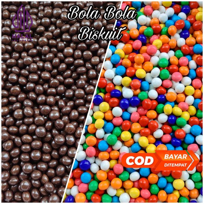 

1kg - Bola Bola Coklat / Warna Warni Biskuit