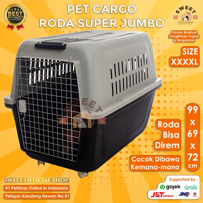 Product PET CARGO RODA SUPER JUMBO SIZE 4XL 99x69x72 - PET CARRIER BONUS TRAY Quality