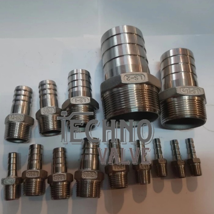 HOSE NEPEL / NEPEL SELANG STAINLESS SS304 DRAT 3" INCH