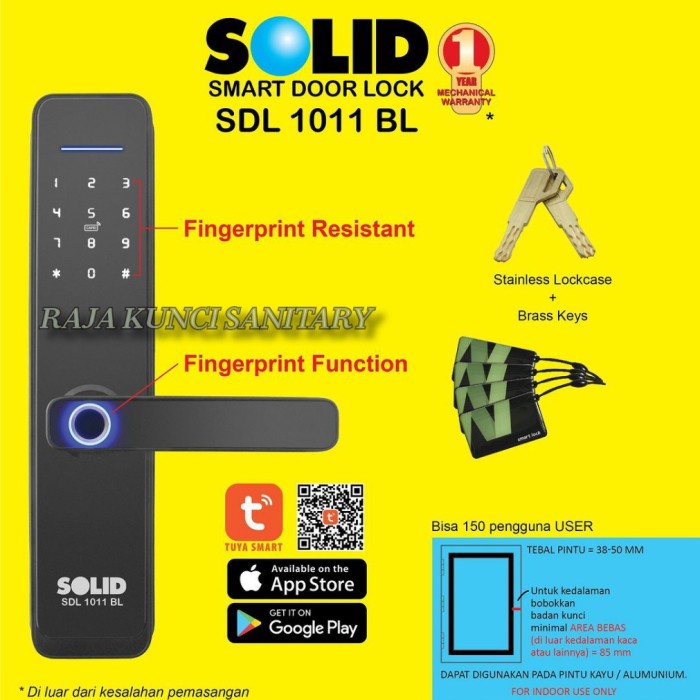 SOLID Smart Door Lock SDL 1011 BL/Smart Lock Solid/Kunci Digital Solid