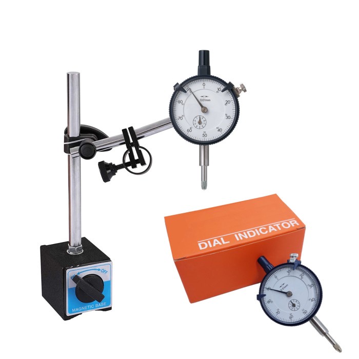 Paket Dial Indicator Mitutoyo 2046S + Magnetic Base Test Stand Gauge Pick Dudukan Indikator Set Alat