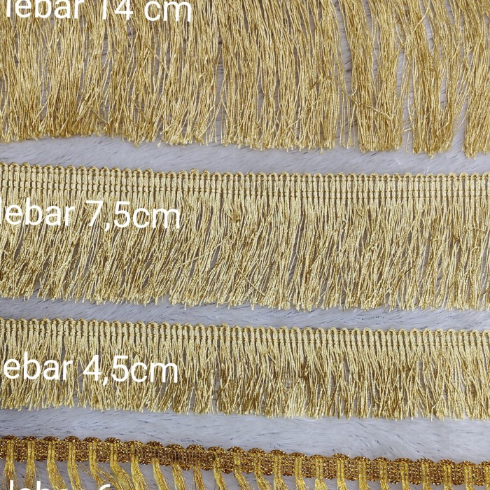 ..... Renda Rumbai Gold/Silver Lebar 7,5 Cm Isi 17 Yard