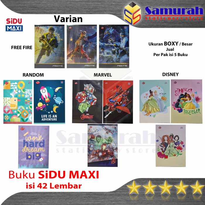 

ATKJaya- Buku Tulis Sidu Maxi 42 Lembar / Besar Boxy 42 Lbr 1 pak isi 5 buku