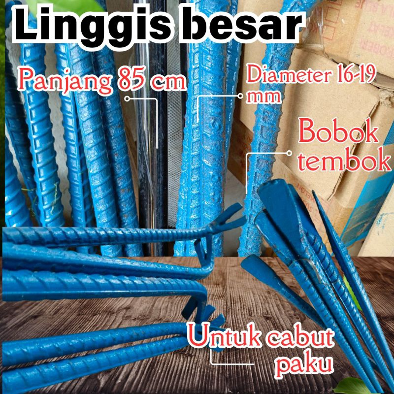 Linggis Besar congkel paku cungkit paku Panjang 80cm besi ulir 16mm D3V