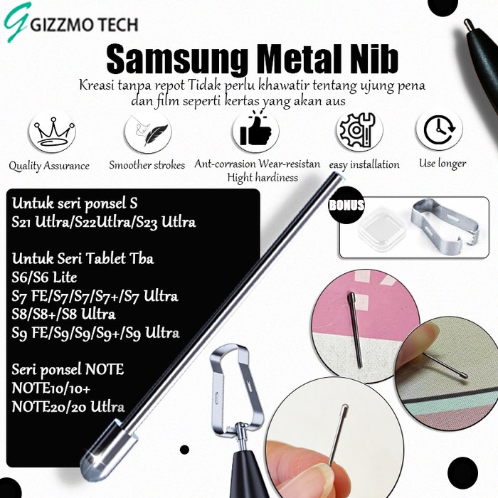 

GIZZMO TECH SAMAUNG NIB REFILL SAMSUNG METAL NIB TIP STYLUS S PEN GALAXY TAB S6/S7/S8 PLUS SAMSUNG