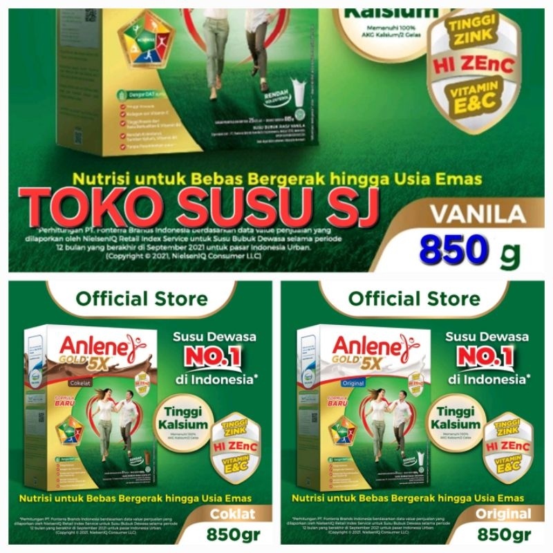 

ANLENE GOLD PLUS 5X VANILA COKLAT ORIGINAL 850 gram/850gr/850 GRAM/850GR/VANILLA/PLAIN/900GR