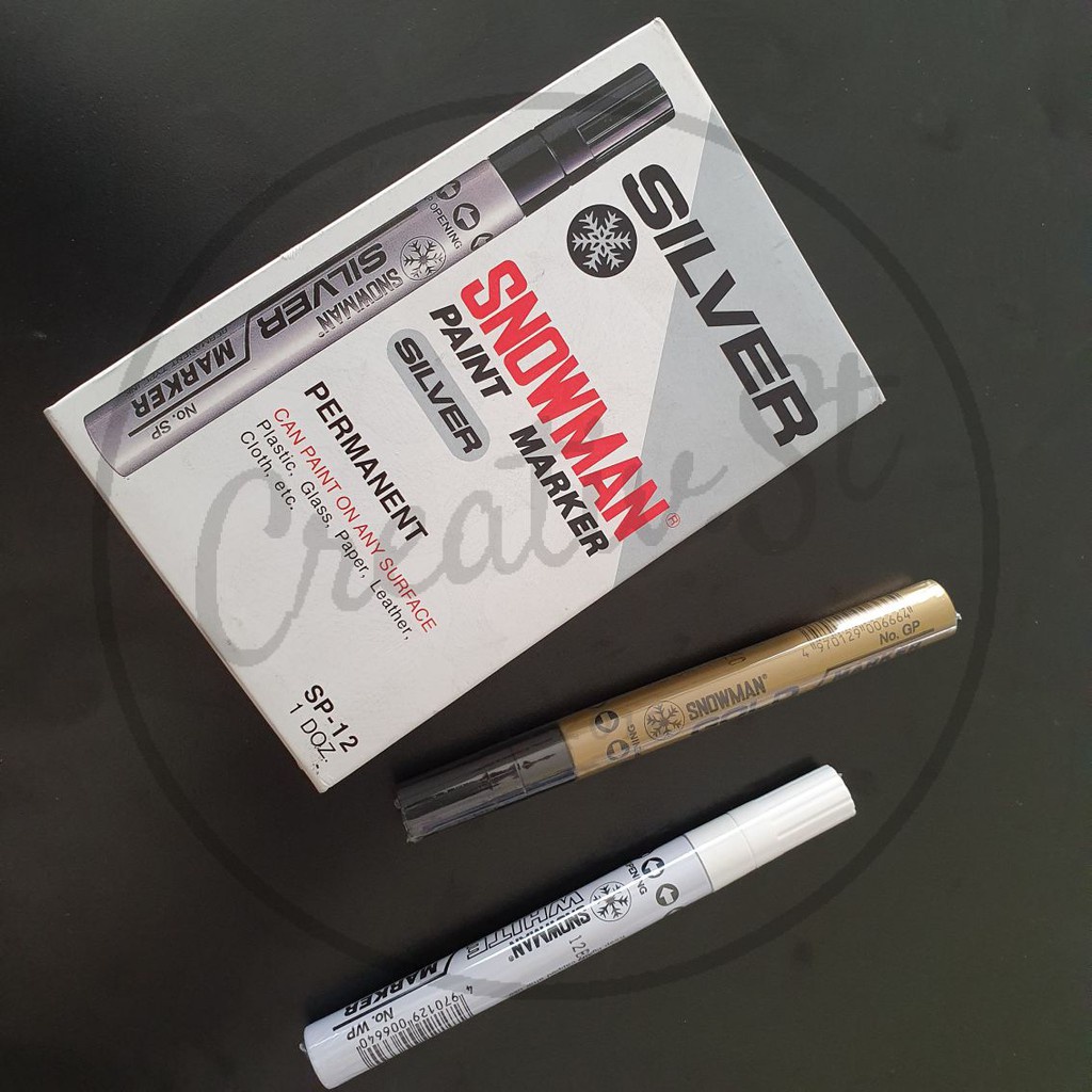 

IK! SNOWMAN Paint Marker Spidol Emas Perak Putih Besar Gold Silver White Marker