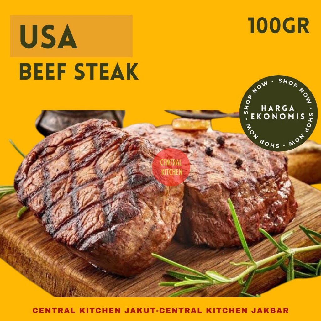 

USA DAGING STEAK EKONOMIS EMPUK JUICY BEEF SAPI BUKAN MELTIK 100gram