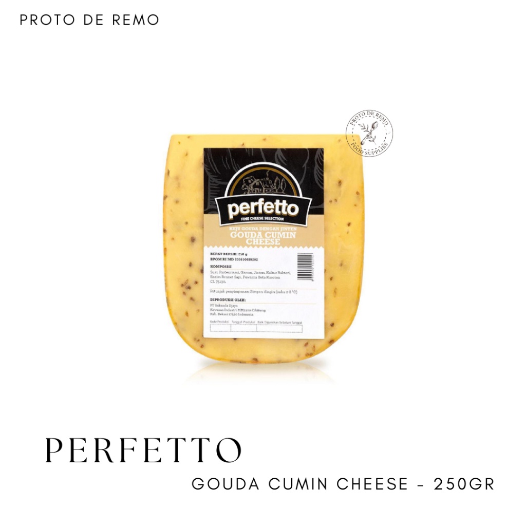 

Perfetto Cheese Keju Red Cheddar Yellow Cheddar Emmental Parmesan Block - 250GR