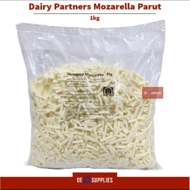 

Dairy Partners Mozzarella Parut 1kg - Shredded Mozarella Keju Moza UK