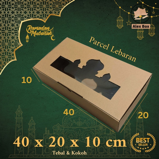 

Kardus Parcel Lebaran Ukuran 40 x 20 x 10 cm | Box Mika Hampers Idul Fitri | Diecut Hantaran Kue