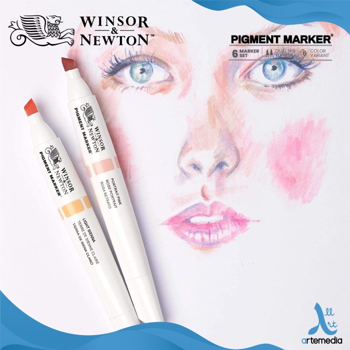 

MARKER WINSOR & NEWTON DUAL NIB PIGMENT MARKER SET 6 SPIDOL WARNA