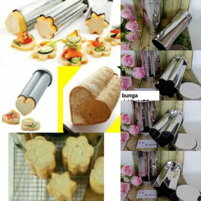 Loyang roti tawar mini tabung bentuk bunga sakura bintang hati bulat