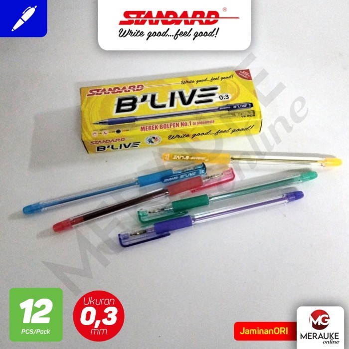 

Ballpoint STANDARD B'LIVE 0.3 - Hitam 12 Pcs