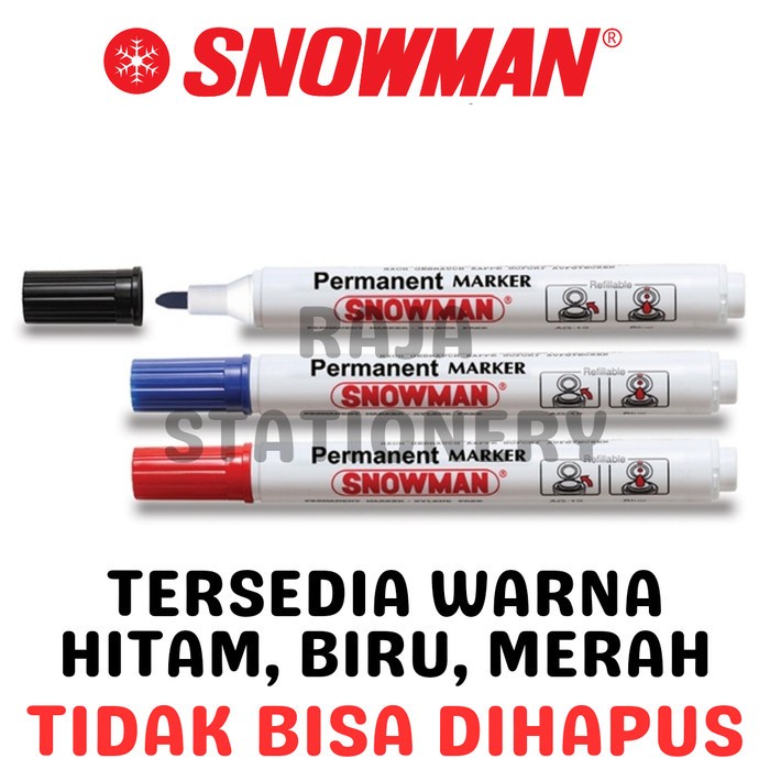 

[tmr] - SNOWMAN PERMANENT MARKER G-12 SPIDOL PERMANEN AG-12 HITAM BIRU [12PCS]
