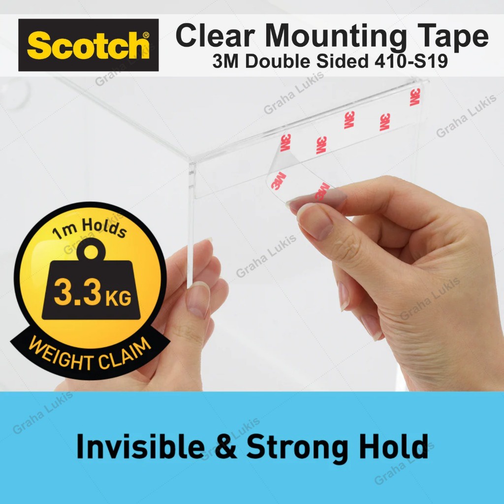

3M SCOTCH STRONG Clear Mounting Tape Double Sides - Double Tape 410-S19 Transparant