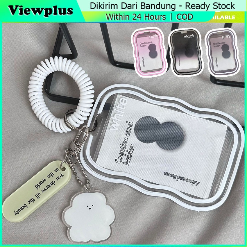 

ID Card Holder Keychain Transparan Frame ID Card Bening Dengan Gelang Silikon Transparan Plastik