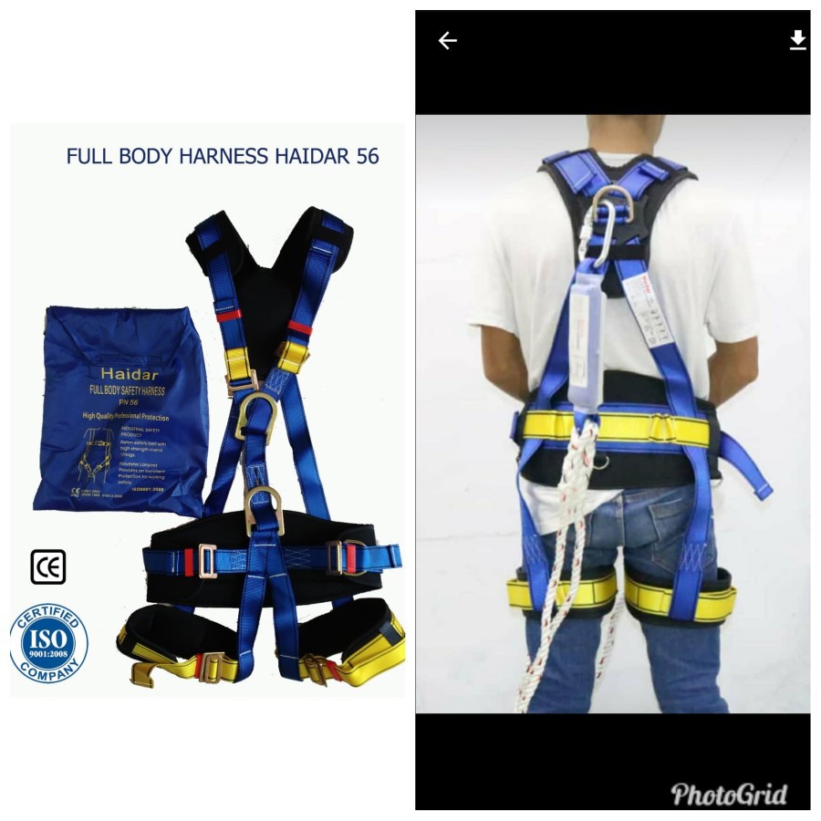 

Paket 1 Set Fullbody Harness PN 56 Haidar dan Double Lanyard Absorber Haidar