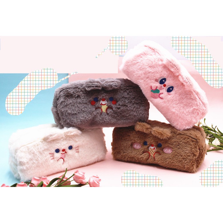 

Tempat Pensil Bulu Soft Cute/ Tas Pensil Kosmetik/ Pouch Makeup Kecil Beruang Lucu