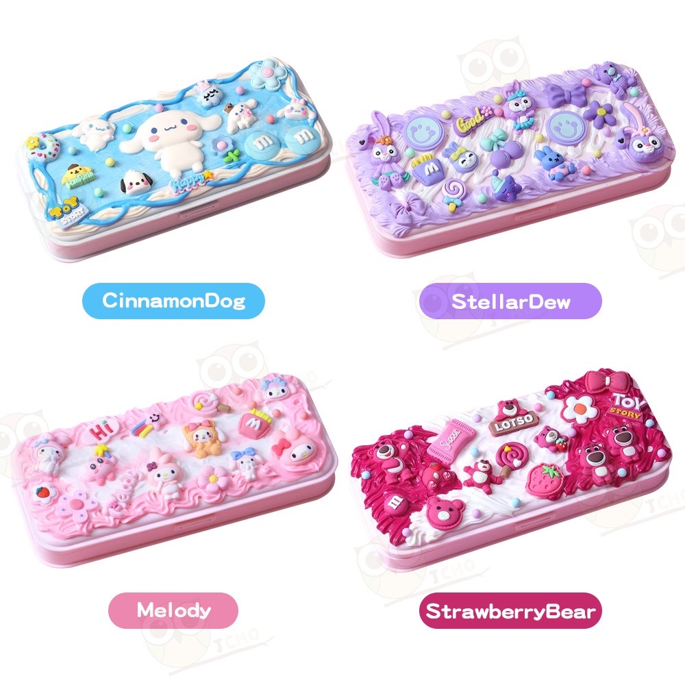 

JCHO Diy Deco Cream Set Kotak Pensil Soft Clay Pencil Case DIY Kotak Pensil Case Diy Tempat Pensil