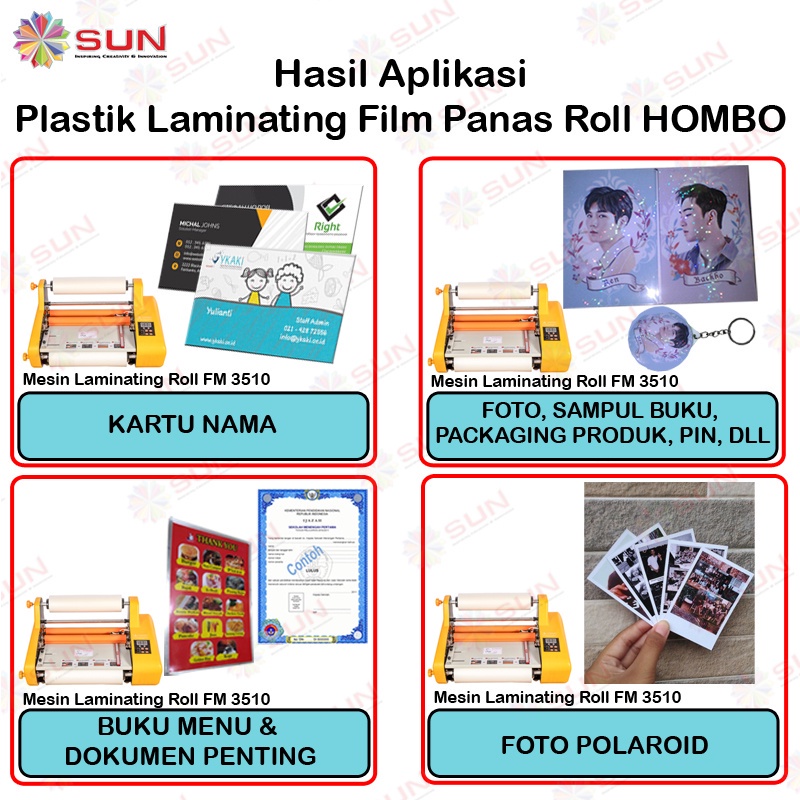 

Plastik Laminating Panas Roll Hombo 32 micron / GK-Tech 28 mic/21mic 33 cm x 150 m Glossy / Doff Low