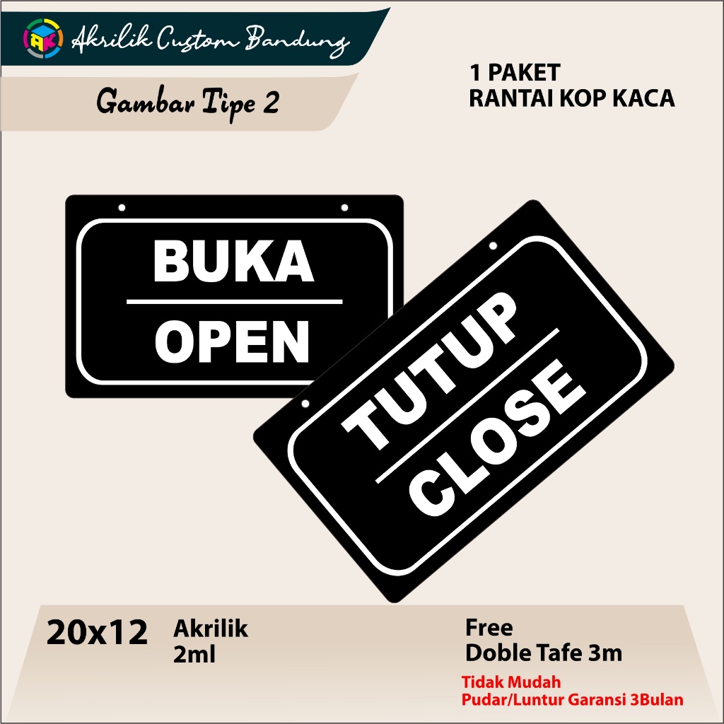 

AKRILIK SIGANGE OPEN CLOSE BULAK BALIK TIPE 2