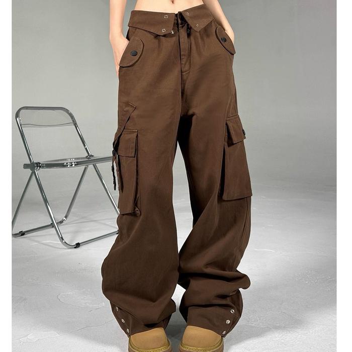 KeCe Pantalon Femme Y2K pants celana panjang acubi outfit Nyaman Wanita