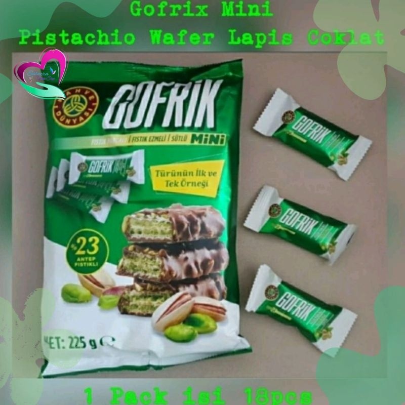 

HJ GOFRIX MINI 225gr PISTACHIO WAFER COKLAT TURKI LAPIS COKLAT & PISTACHIO