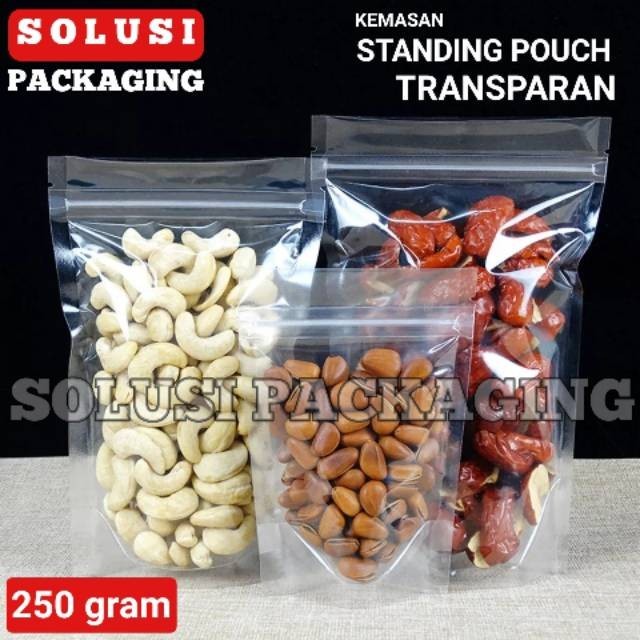JTTOP ISI 100 PCS STANDING POUCH 250 GR TRANSPARAN-STAND POUCH-KEMASAN KOPI