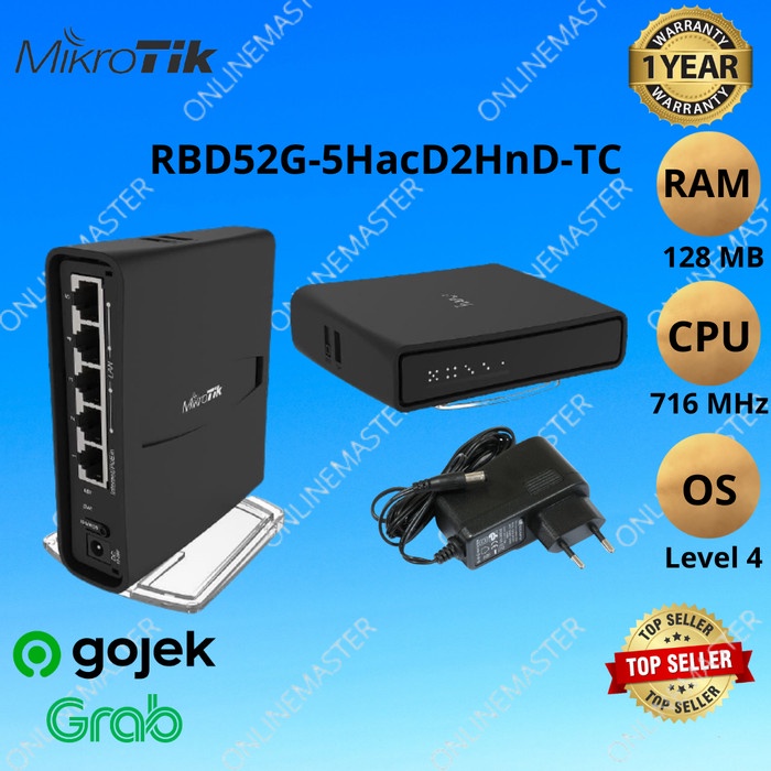 JTTOP" MIKROTIK ROUTER WIRELESS RBD52G-5HACD2HND-TC (HAP-AC2)
