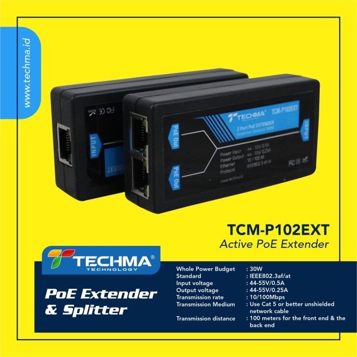 JTTOP" TECHMA 1 TO 2 AKTIP POE EXTENDER & SPLITTER