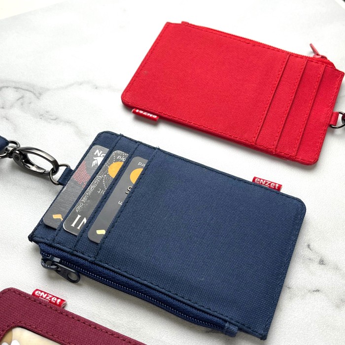 

HJK ID card holder hanging wallet name tag kartu lanyard zipper polos
