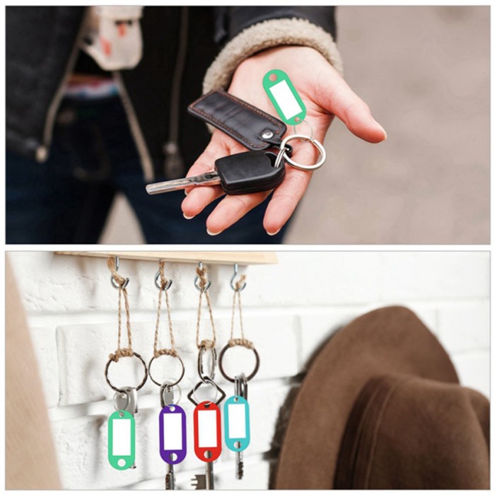 

HJK 50Pc Gantungan Kunci Loker Label Nama Tag Key Ring Label Plastik