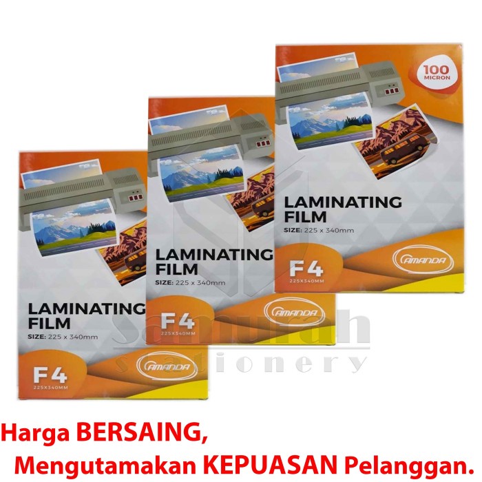 

HJK Plastik Laminating Film F4 Folio Amanda 100 Micron isi 100 225 x 340mm