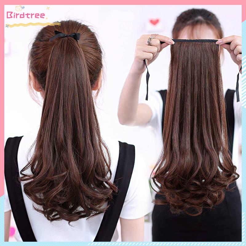 - Wig ekor kuda wig anak-anak wig panjang ekor kuda gulungan pendek dengan klip