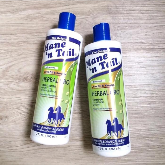 Mane n Tail HERBAL GRO Shampoo / Conditioner 355ml Shampo Kuda Oilve Oil Keratin Anti Rontok