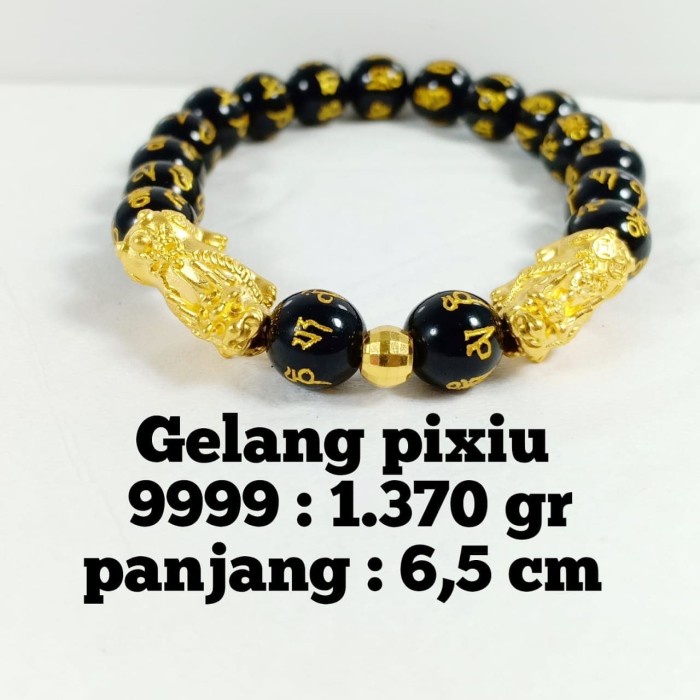Gelang Pixiu Mas Kuning Hongkong 99.99% Berat 1.370 Gr Diameter 6,5Cm