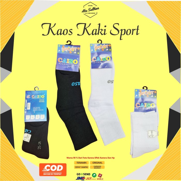 MMT- Kaos Kaki Pria Sport Tebal Caiso Hitam Putih Kaos Kaki Pria Anti Bakte