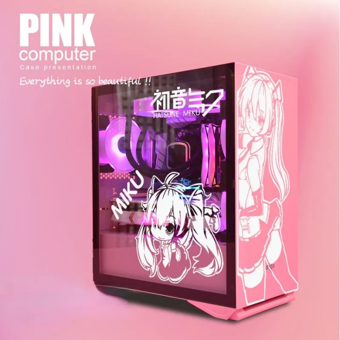 MIKU Anime PC Case Stickers Cartoon Waterproof Computer Host Decal
