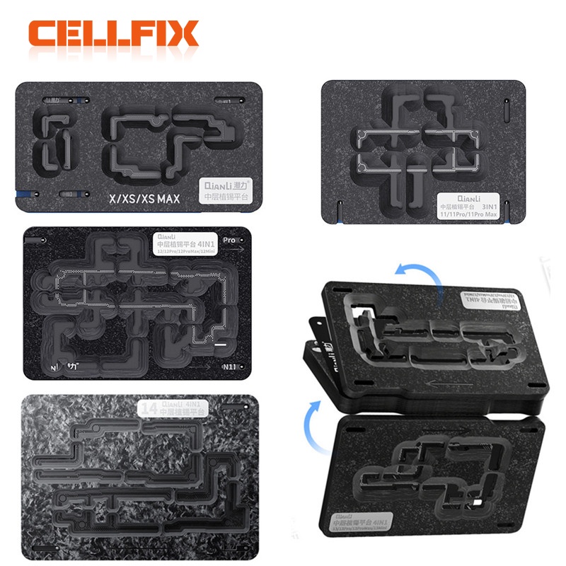 QianLi Mainboard Middle Frame Reballing Platform BGA Reballing Stencil for iPhone X XS 14 13 12 11 P