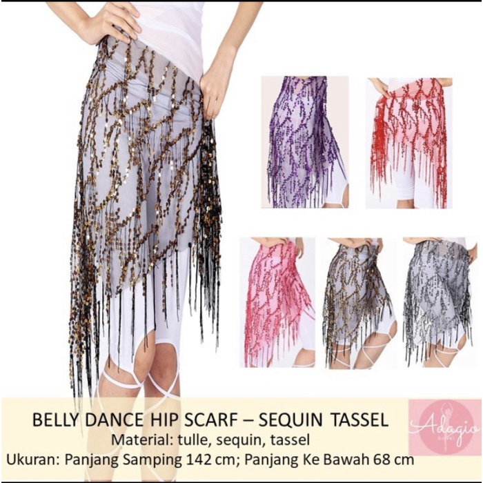 New Selendang Hip Scarf Sabuk Belly Dance Payet Tulle Rumbai Tari Kostum Best Quality