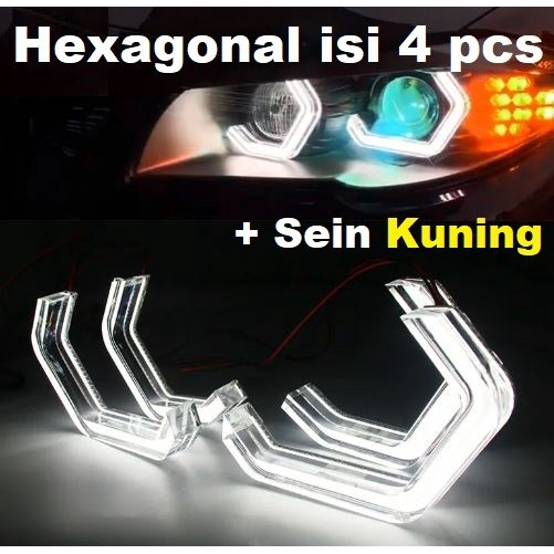 Angel Eye Hexagonal Led Drl Bmw Style Eyes Sein Kuning Running Welcome