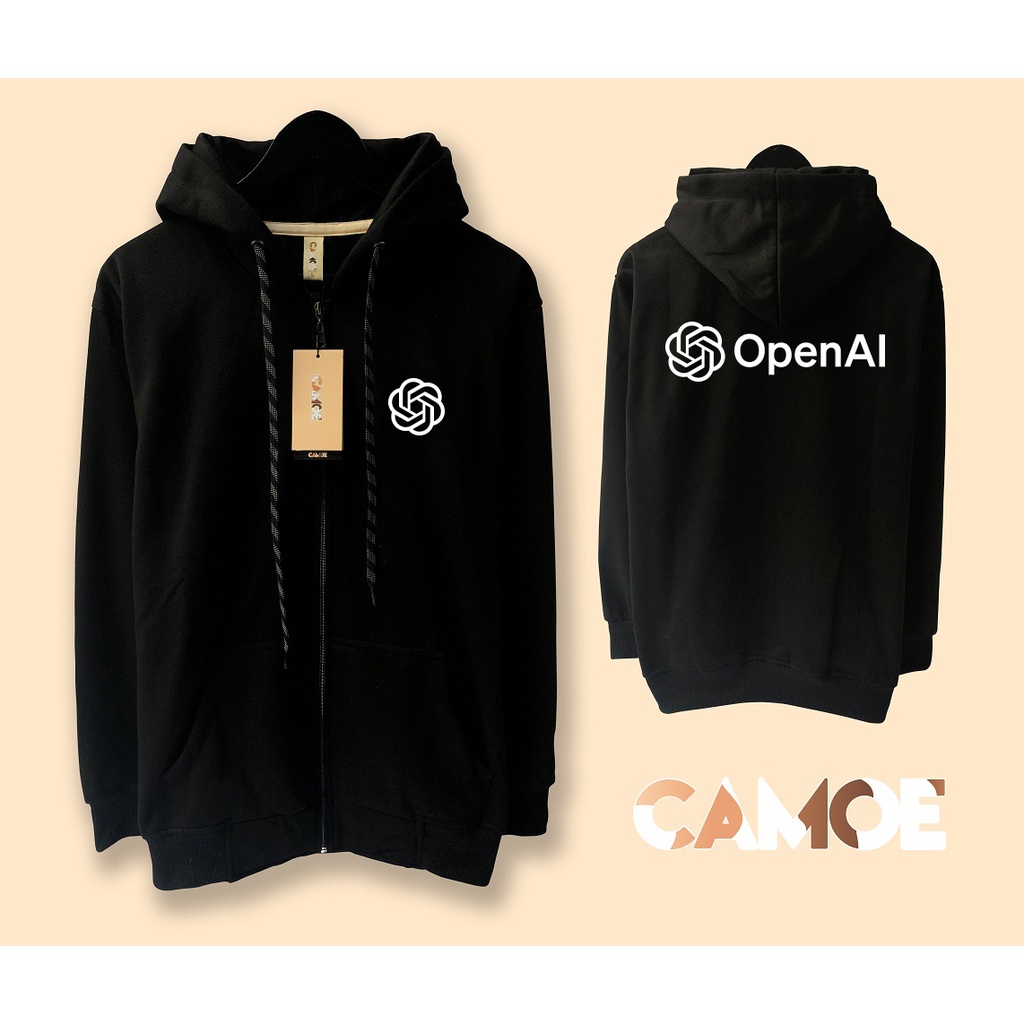 Jaket Hoodie Zipper Open AI Chat GPT Logo Sam Altman AI