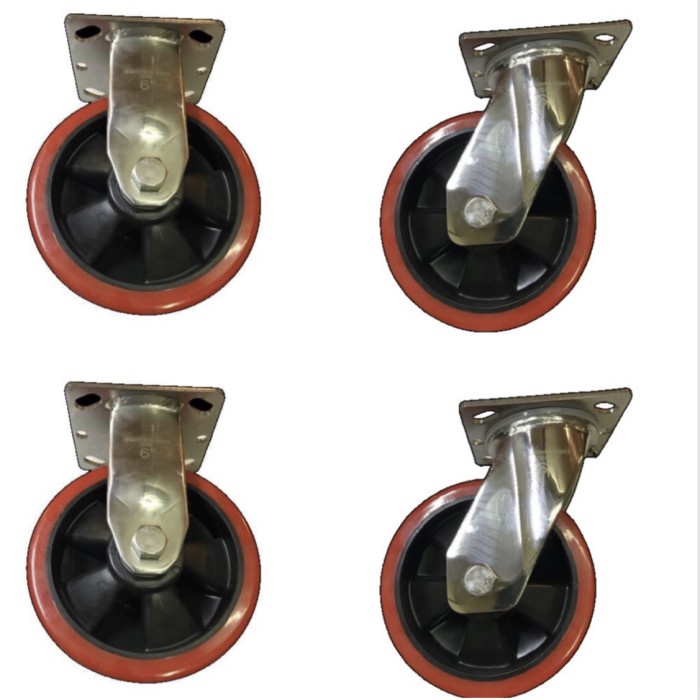 

Roda Troli Trolly Stainless Steel Pu Merah 6 Inch Per Set