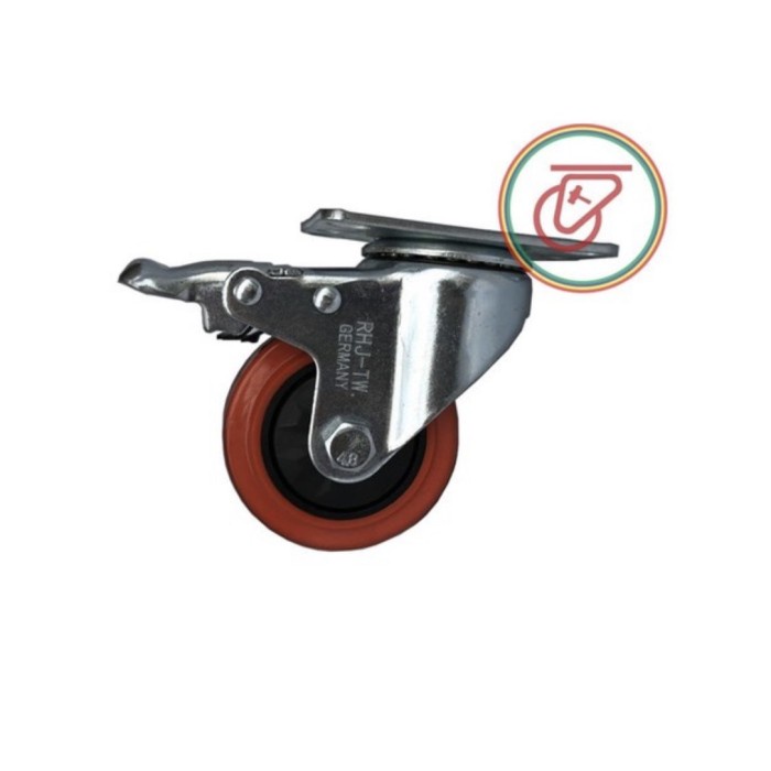 

Roda Caster Troli Trolly Pu Merah 5 Inch Rem ( Swivel Brake ) R