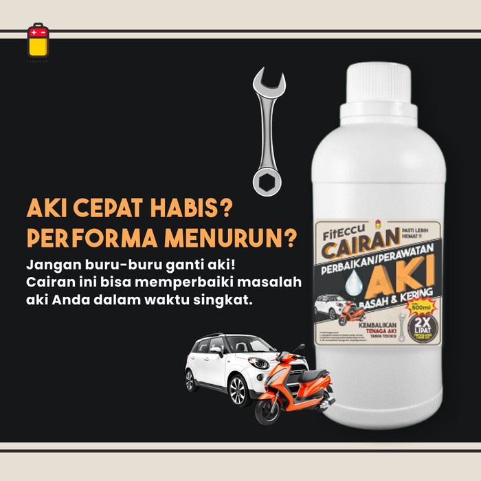 Terlaris Fiteccu Air Aki Kering Cairan Vitamin Perbaikan Perawatan Aki Eccu Kering Basah Motor Mobil
